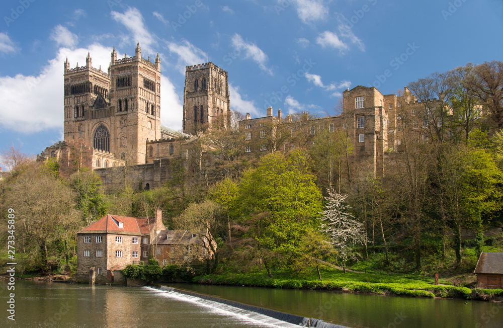 Durham Cathederal and mill from banks of the River Wear