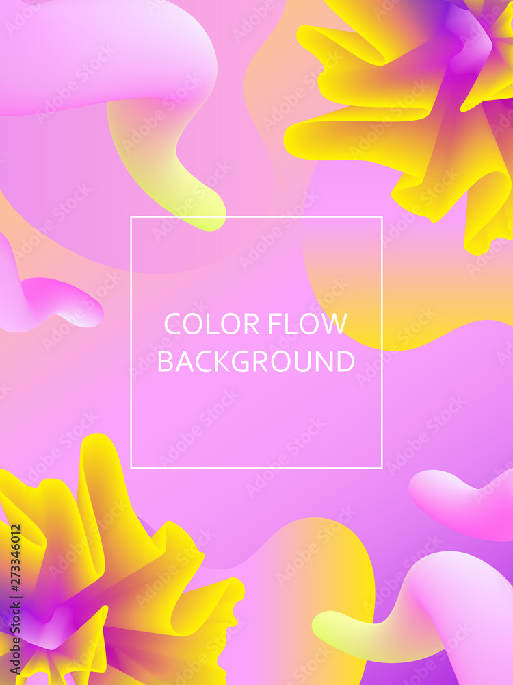 Color flow abstract background. Dinamic colorful shapes.
