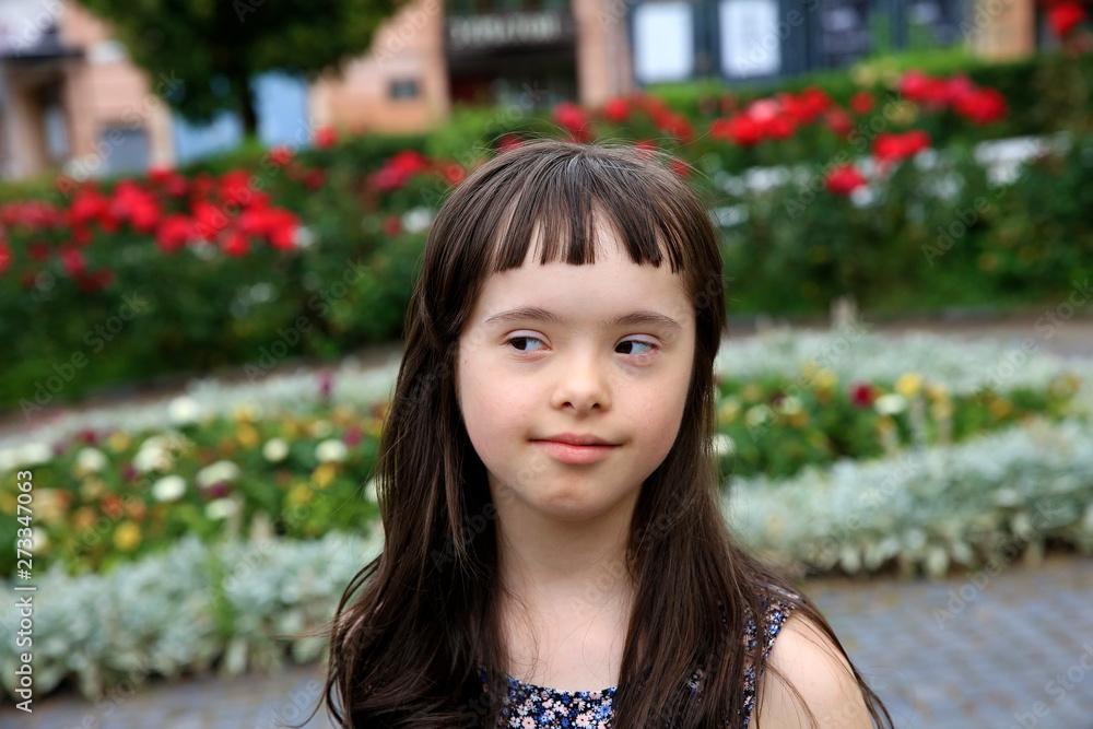 Little girl have fun in the city Little girl have fun in the city