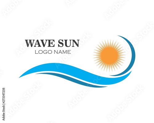 wave sun logo icon vector illustration design photo