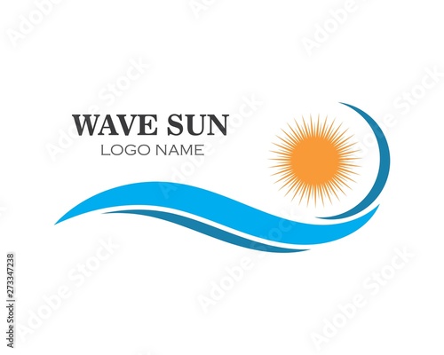 wave sun logo icon vector illustration design