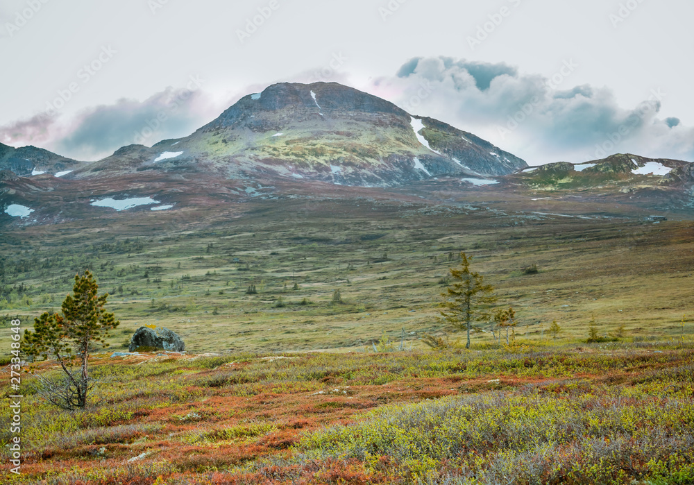 Fototapeta premium Gaustatoppen, Rjukan, Góry Skandynawskie, Telemark, 1883 m n.p.m, Norwegia, Norway, Norge, Gausta, Tuddal, Tinn, Stavsro, szczyt, płaskowyż, park narodowy, moutain, fjell, Skandynawia, Scandinavia