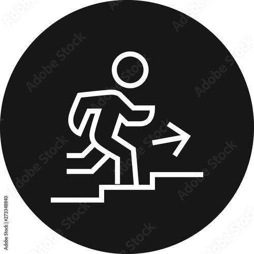 Person Advancing Up Steps Outline Icon