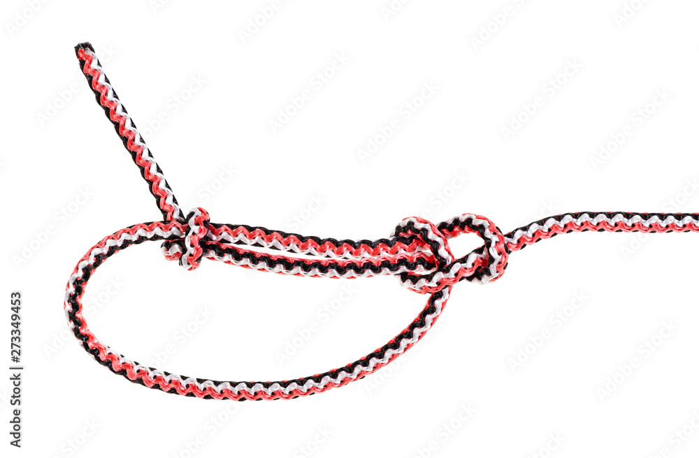 another side bowline knot tied on synthetic rope