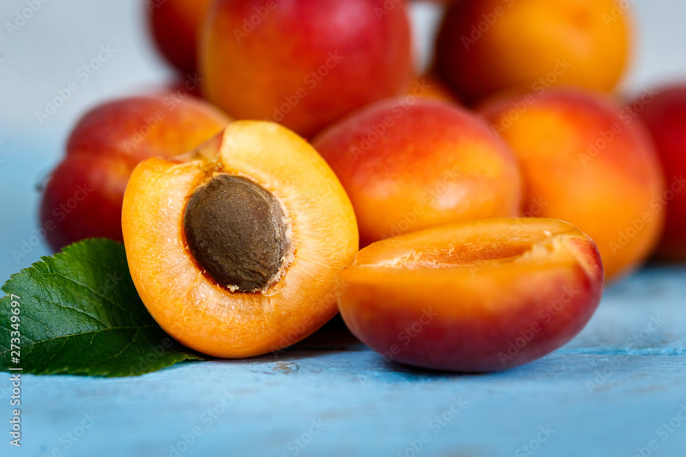 A bunch of ripe apricots