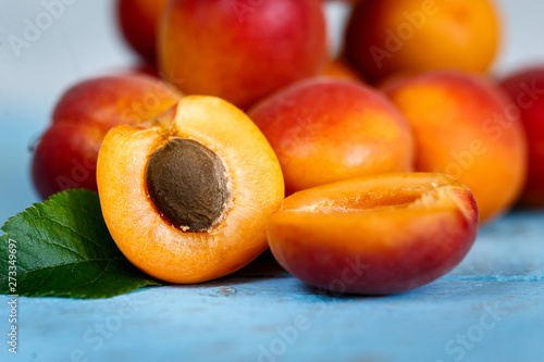 A bunch of ripe apricots