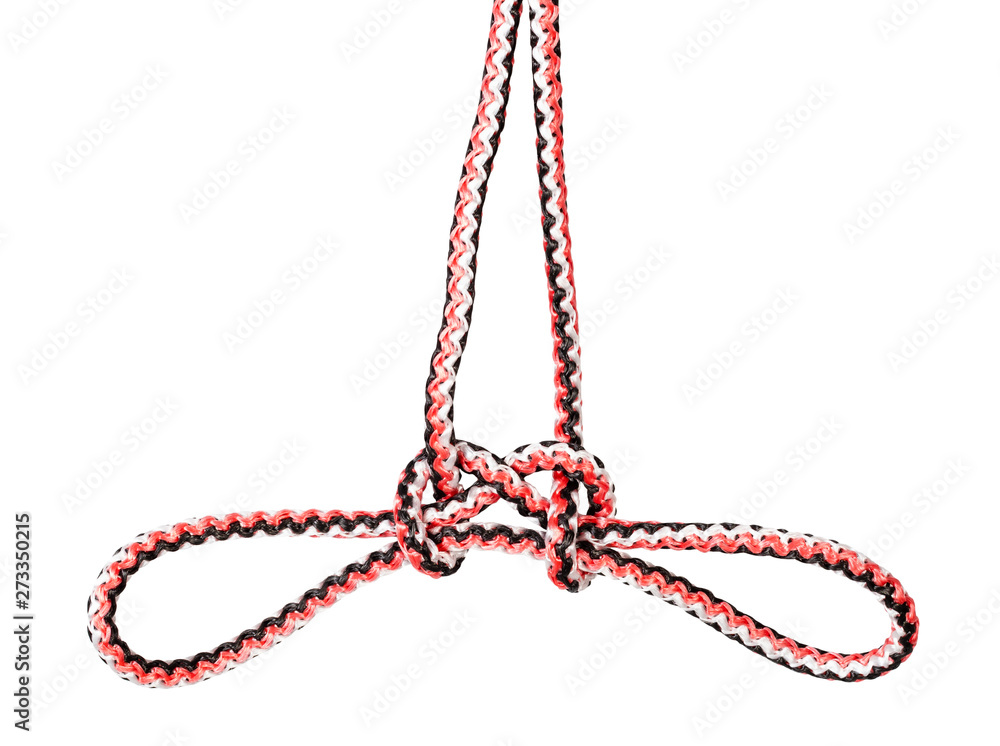 another side of sheepshank knot tied on rope