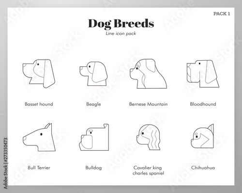 Dog breeds icons Line pack