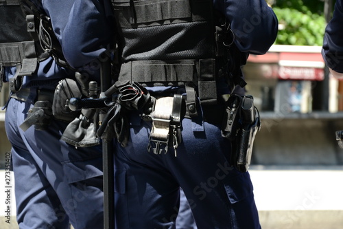 Police force photographed during a demonstration