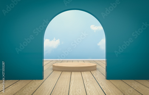 Natural beauty backdrop for product display. 3d natural scene with landscape background. 