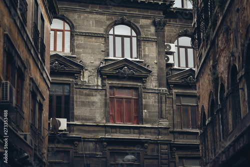 facades of old houses in downtown area of Istanbul