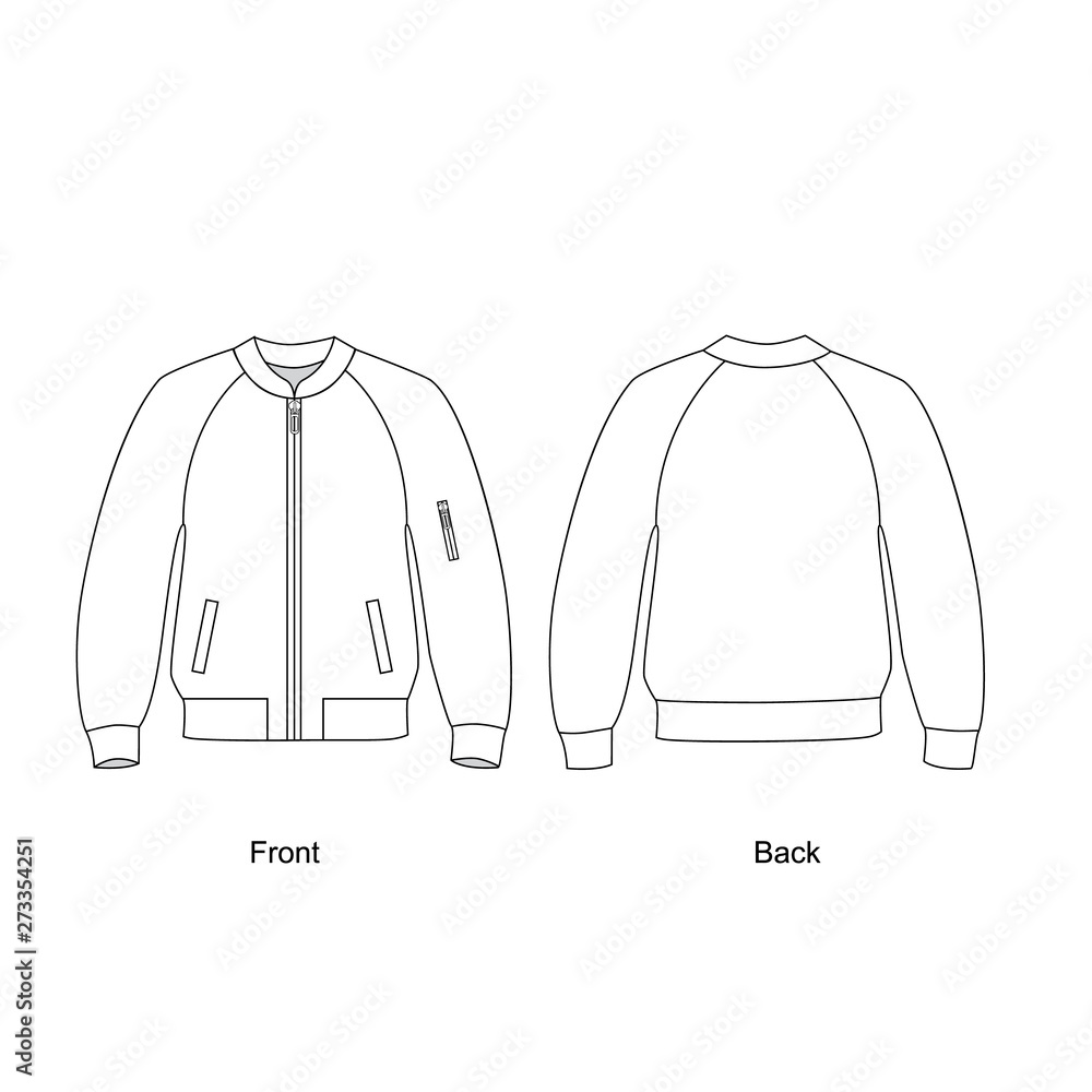 Bomber jacket vector illustration. Technical sketch jacket. Stock Vector |  Adobe Stock