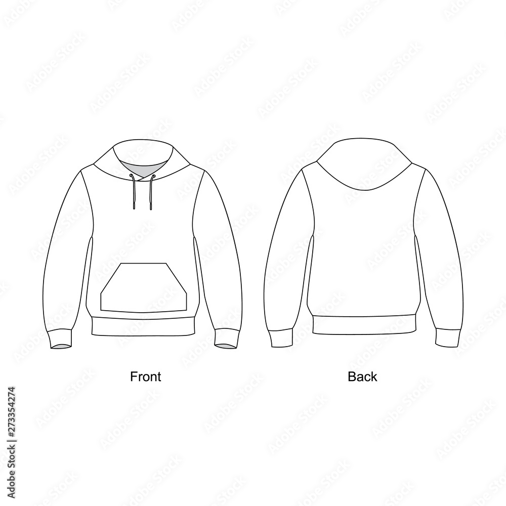Vecteur Stock Sweatshirt wit a hood and pocket technical sketch vector.  Hoodie vector illustration. | Adobe Stock