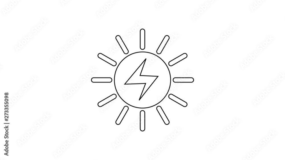Black Solar energy panel line icon on white background. 4K Video motion graphic animation Black Solar energy panel line icon on white background. 4K Video motion graphic animation