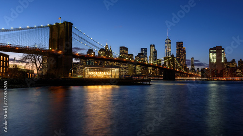 Brooklyn bridge at night  New York  USA 