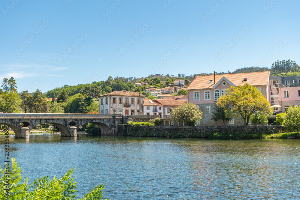 Obraz premium Vez river and village of Arcos de Valdevez, Viana do Castelo in Minho, Portugal