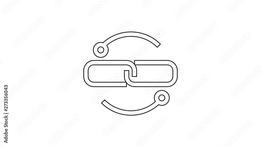 Black Chain link line line icon on white background. Link single. 4K Video motion graphic animation Black Chain link line line icon on white background. Link single. 4K Video motion graphic animation