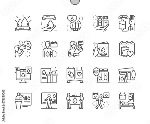 World Blood Donor Day Well-crafted Pixel Perfect Vector Thin Line Icons 30 2x Grid for Web Graphics and Apps. Simple Minimal Pictogram