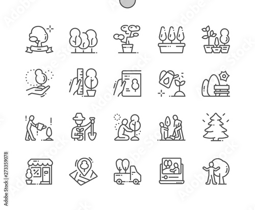 Trees Well-crafted Pixel Perfect Vector Thin Line Icons 30 2x Grid for Web Graphics and Apps. Simple Minimal Pictogram