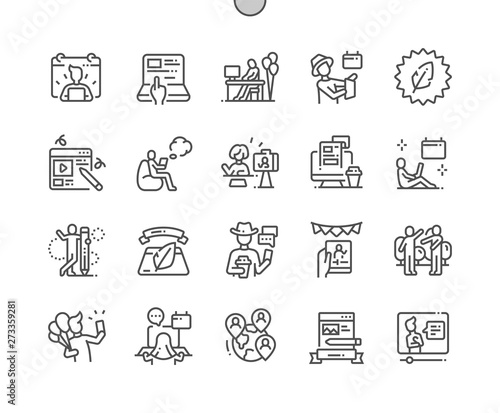 International blogger’s day Well-crafted Pixel Perfect Vector Thin Line Icons 30 2x Grid for Web Graphics and Apps. Simple Minimal Pictogram