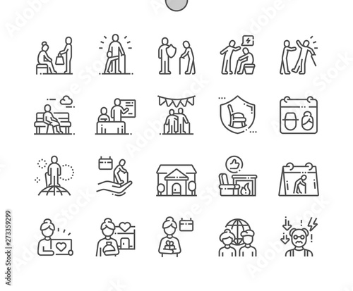 World Elder Abuse Awareness Day Well-crafted Pixel Perfect Vector Thin Line Icons 30 2x Grid for Web Graphics and Apps. Simple Minimal Pictogram
