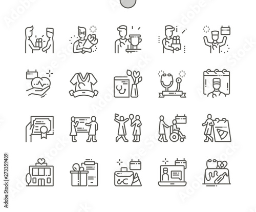 Day of the medical worker Well-crafted Pixel Perfect Vector Thin Line Icons 30 2x Grid for Web Graphics and Apps. Simple Minimal Pictogram