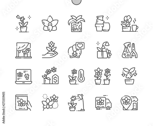 Orchids Well-crafted Pixel Perfect Vector Thin Line Icons 30 2x Grid for Web Graphics and Apps. Simple Minimal Pictogram