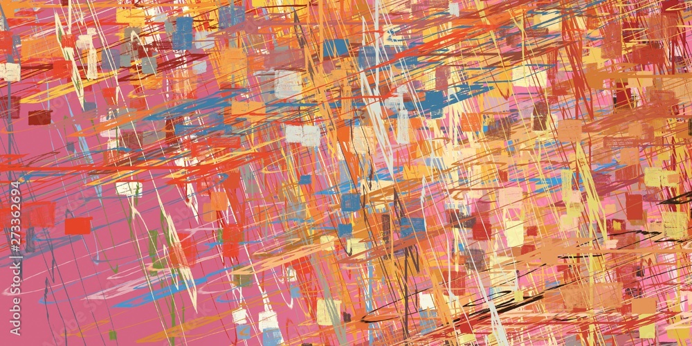Obraz premium Artistic sketch backdrop material. Abstract geometric pattern. Chaos and random. Modern art drawing painting. 2d illustration. Digital texture wallpaper. 