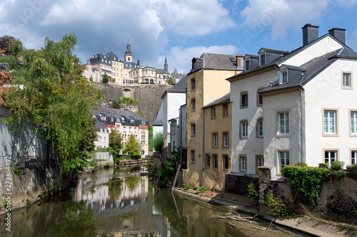 Grund downtown Luxembourg city, Houses and trees along Alzette river