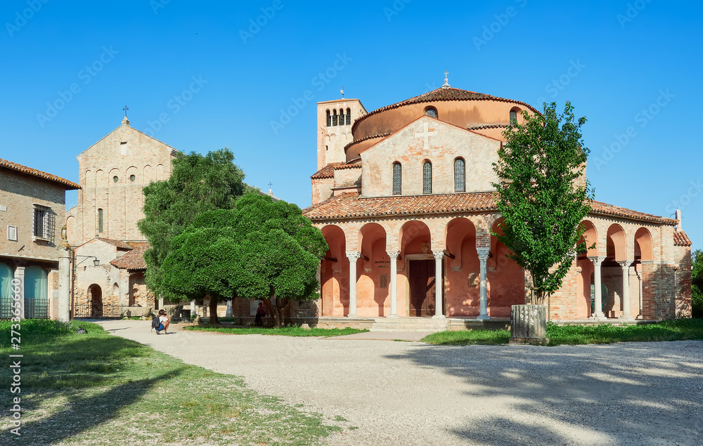 Ancient and historic area of the island of Torcello in Italy. Church of Santa Fosca and Santa María de Torcello