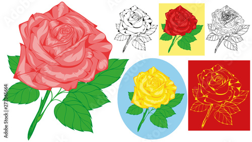 The image of a rose, which is very well suited for embroidery, tattooing, or other purposes.