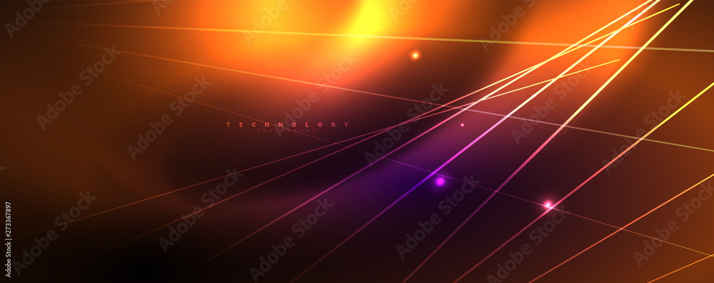 Color light with lines, outer space background, bright rays Color light with lines, outer space background, bright rays