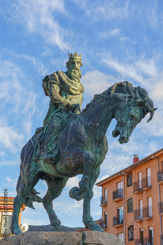 Equestrian statue of King Alfonso VIII, San Pedro de Alc ntara Square, Plasencia, Spain, called the Las Navas or the Noble king of Castile defeated the Almohad in the battle of Las Navas de Tolosa in photo