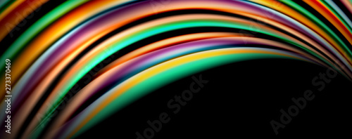 Fluid color swirls on black. Modern background with trendy design