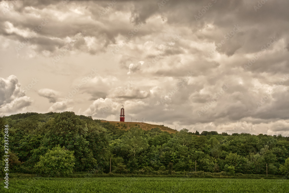 landscape with windmill and blue sky landscape with windmill and blue sky
