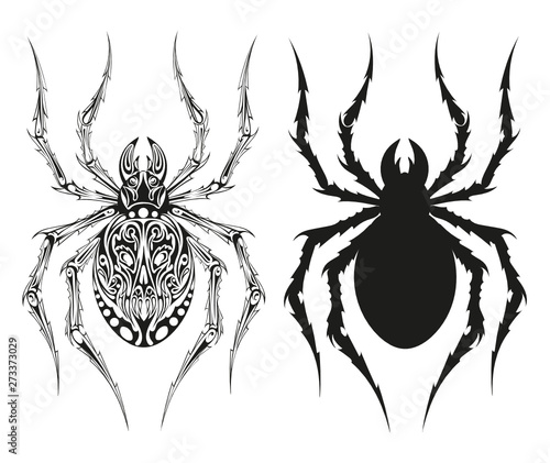 The image of the spider, which can be used for printing on T-shirts, as a logo or for tattoo.