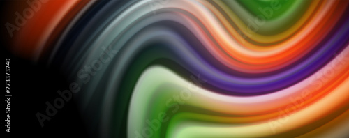 Modern rainbow liquid color flow colorful poster. Wave Liquid shape in black color background. Abstract composition