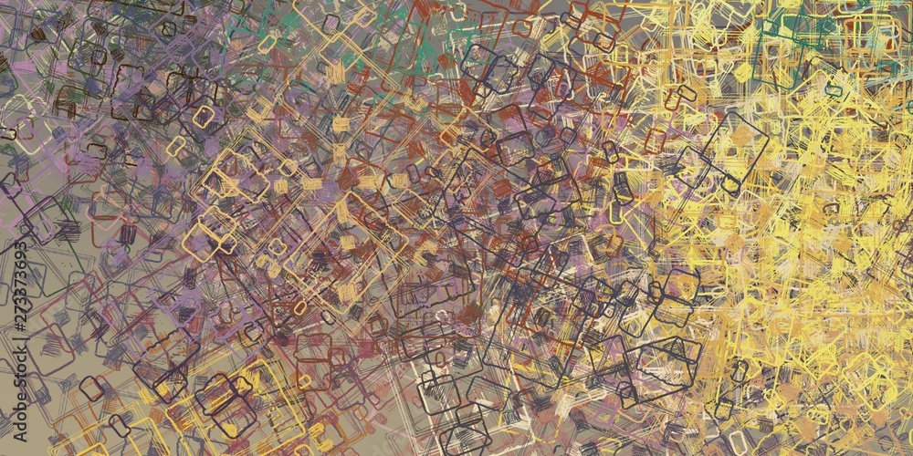 Fototapeta premium Artistic sketch backdrop material. Abstract geometric pattern. Chaos and random. Modern art drawing painting. 2d illustration. Digital texture wallpaper. 