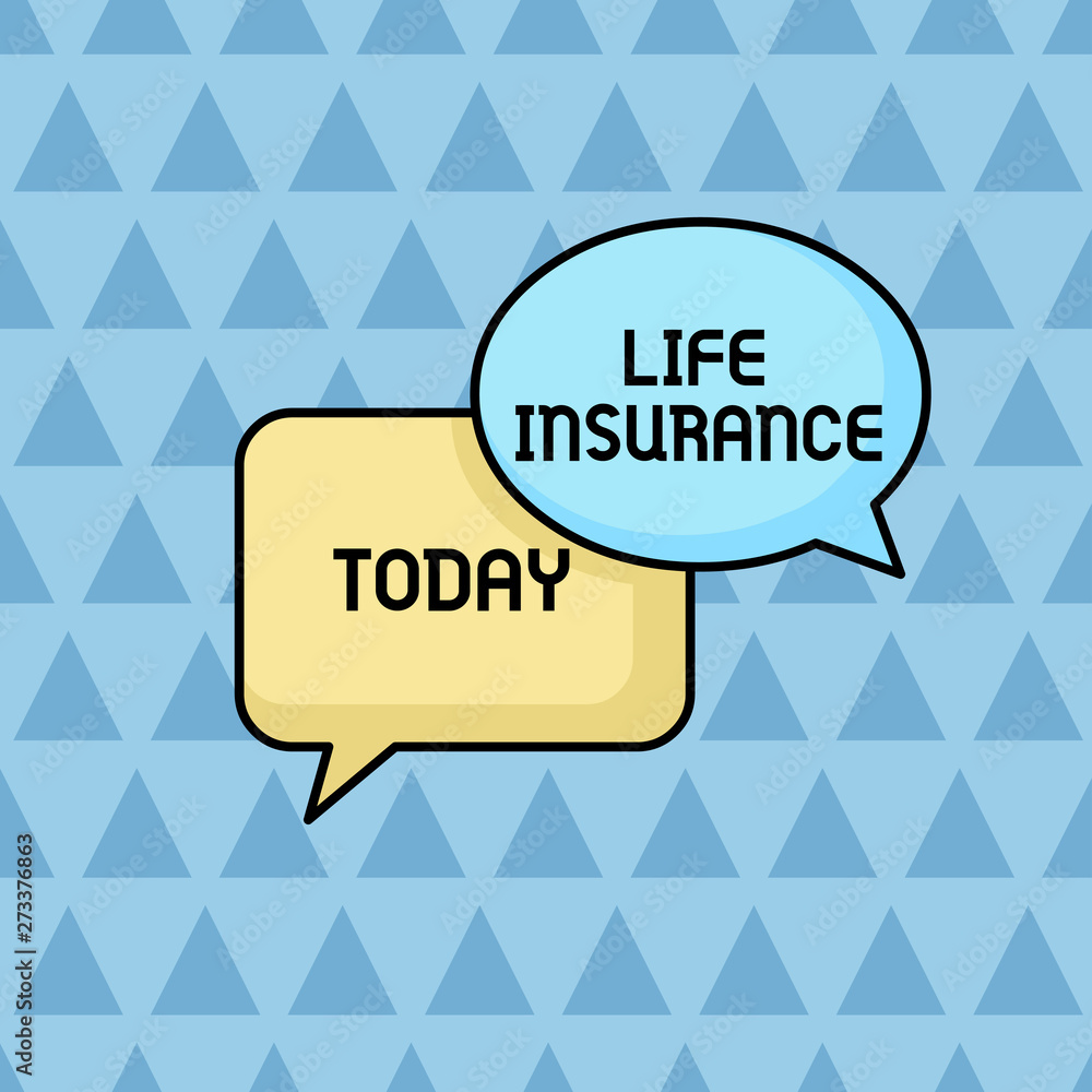 Text sign showing Life Insurance. Business photo showcasing Payment of death benefit or injury Burial or medical claim Pair of Overlapping Blank Speech Bubbles of Oval and Rectangular Shape Text sign showing Life Insurance. Business photo showcasing Payment of death benefit or injury Burial or medical claim Pair of Overlapping Blank Speech Bubbles of Oval and Rectangular Shape