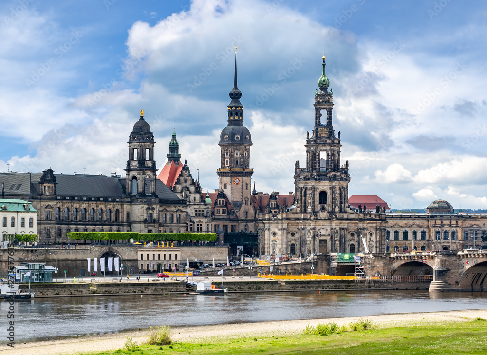 Dresden cityscape with Cathedral and Castle, Saxony, Germany