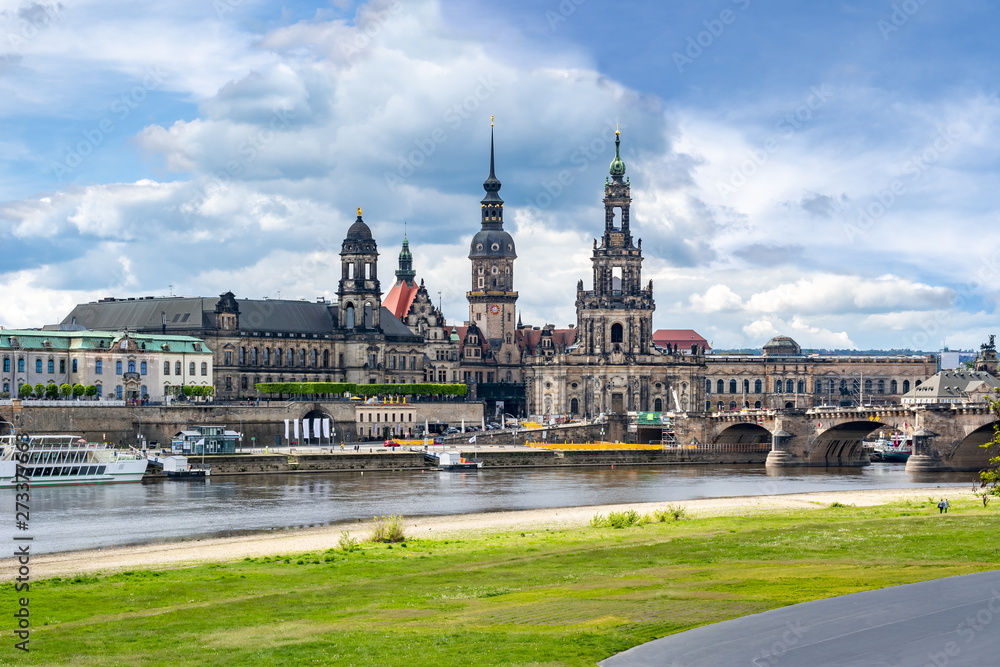 Dresden cityscape with Cathedral and Castle, Saxony, Germany