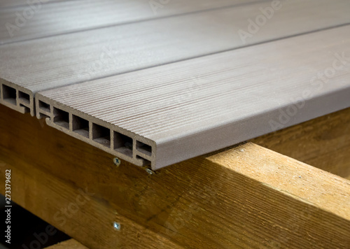 Obraz na plátně Using modern plastic decking to create a floor