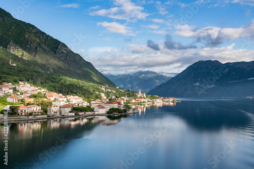 Small village of Prcanj on coastline of Gulf of Kotor in Montenegro © steheap