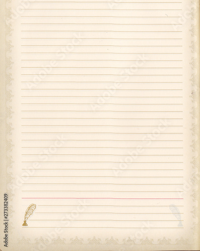 Open blank school notebook or diary, old fashioned,  space for text, top view