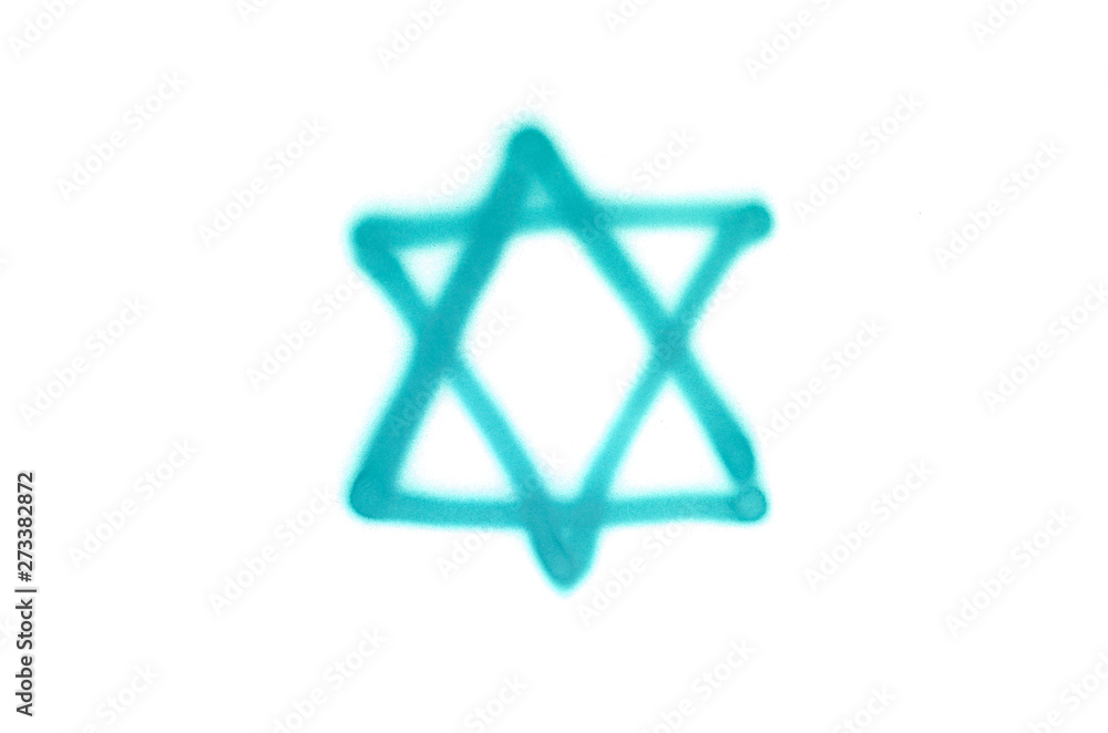 Graffiti star of David sprayed on white isolated background Graffiti star of David sprayed on white isolated background