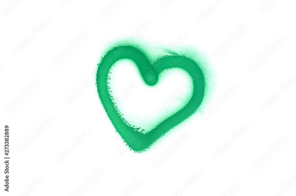 Graffiti heart sign sprayed on white isolated background