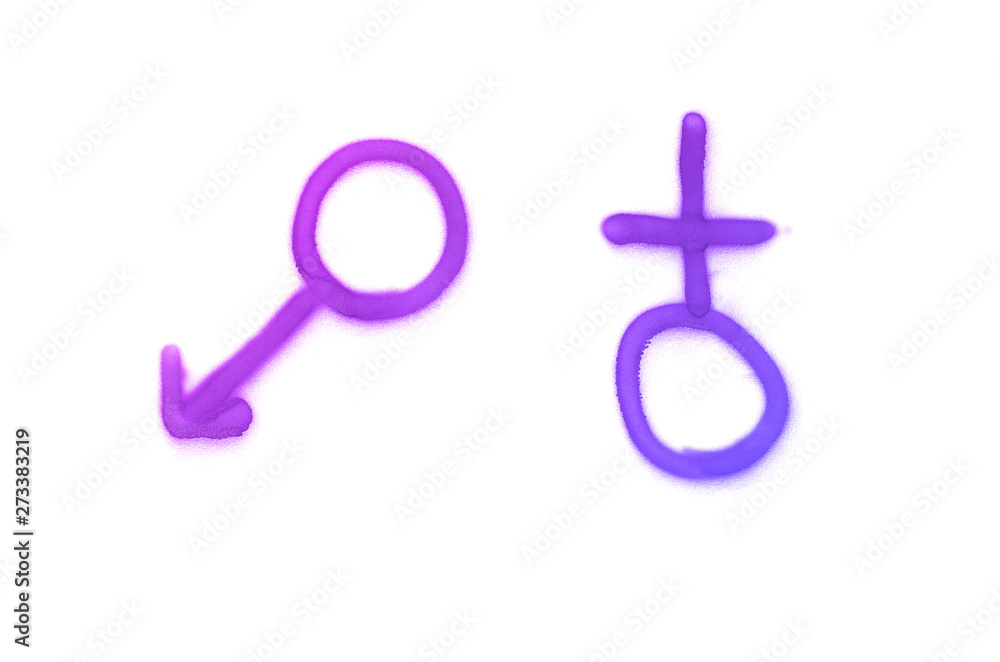 Graffiti gender sign sprayed on white isolated background Graffiti gender sign sprayed on white isolated background