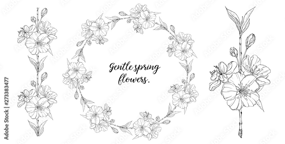 Vector floral composition with spring flowers Vector floral composition with spring flowers