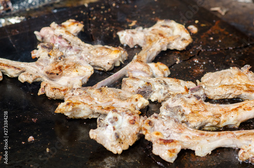 grilled ribs on soapstone, it is a natural method with perfect cooking.
