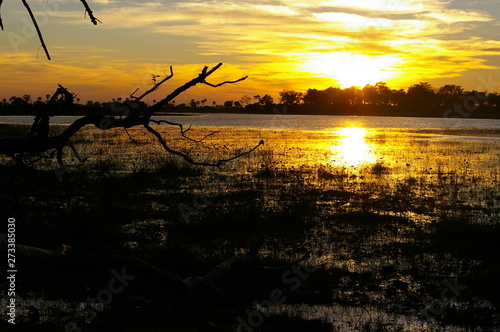 Sunset on the okavnago delta